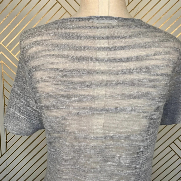 Eileen Fisher Gray Short Sleeve‎ Linen Sweater Top - Picture 7 of 8